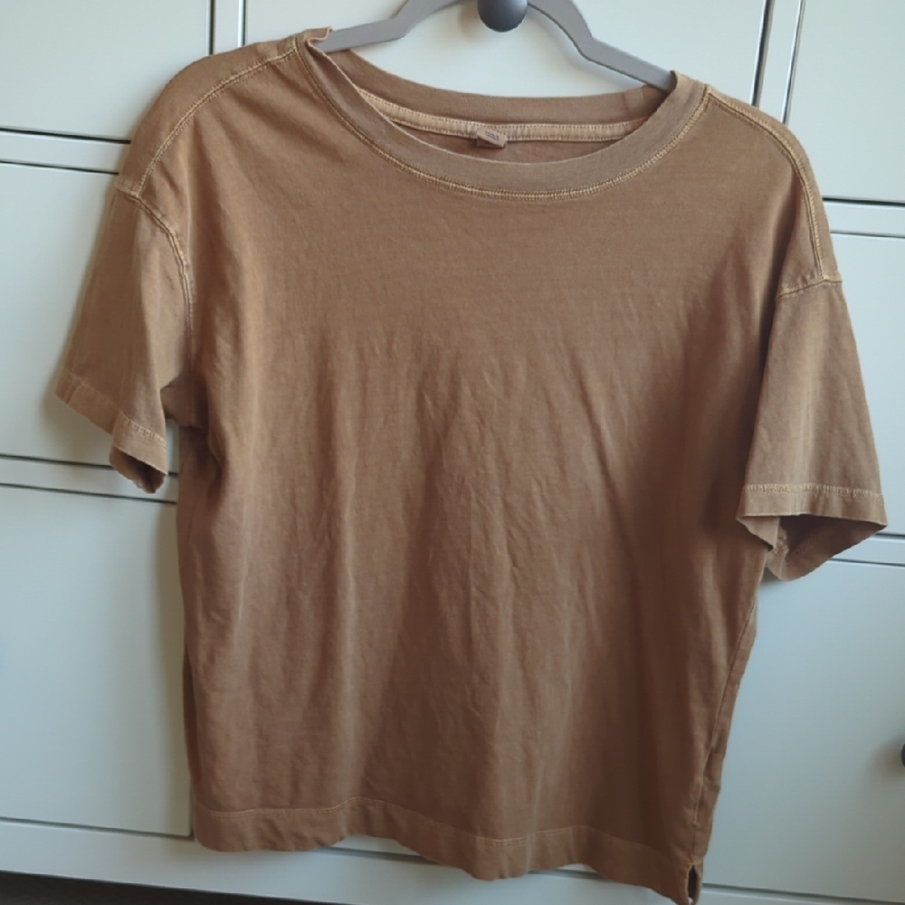 Old Navy Tan Short Sleeve Tee Casual Cotton Blend